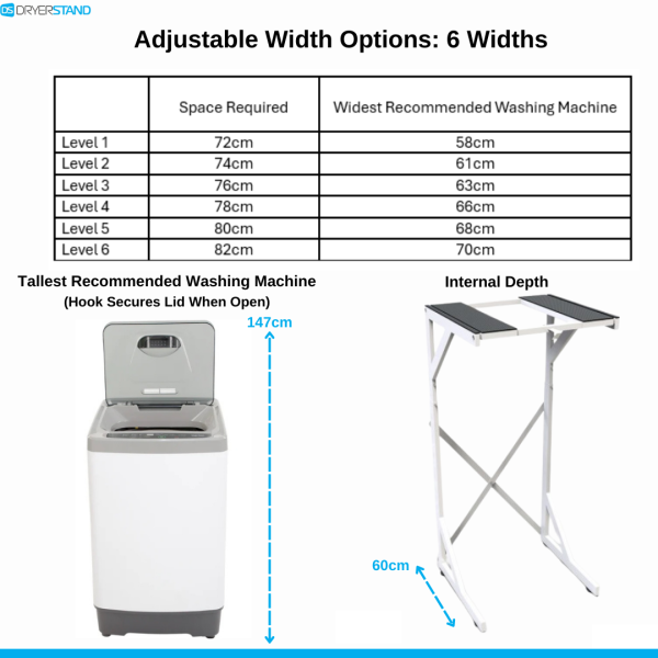 Dryer Stand Adjustable, Tumble Dryer Stacking Kit Freestanding - immagine 9